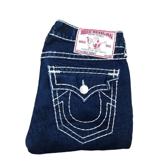 VINTAGE True Religion Jeans and Jacket Set BILLY SUPER T Blue - Picture 2 of 13